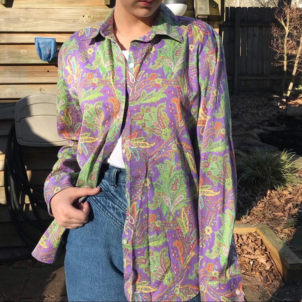 Chaps Classic Paisley Print Fitted Button-up